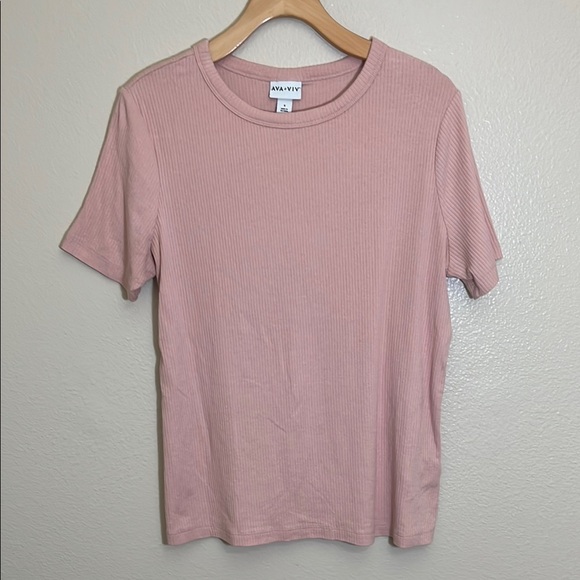 Ava & Viv Tops - Ava & Viv Light Pink Ribbed T-Shirt
